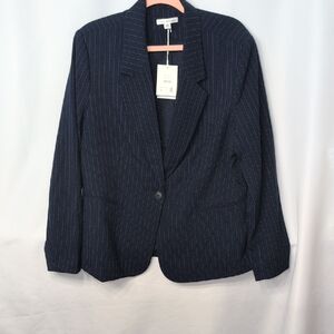 Free Assembly Navy Pinstripe Blazer